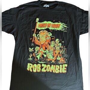 Rob Zombie Men's‎ T-Shirt 2022 Freaks On Parade Tour  Black Tee Shirt Size Large